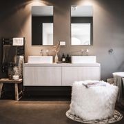 Fur Pouf Ottoman Stool - White gallery detail image