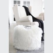 Fur Pouf Ottoman Stool - White gallery detail image