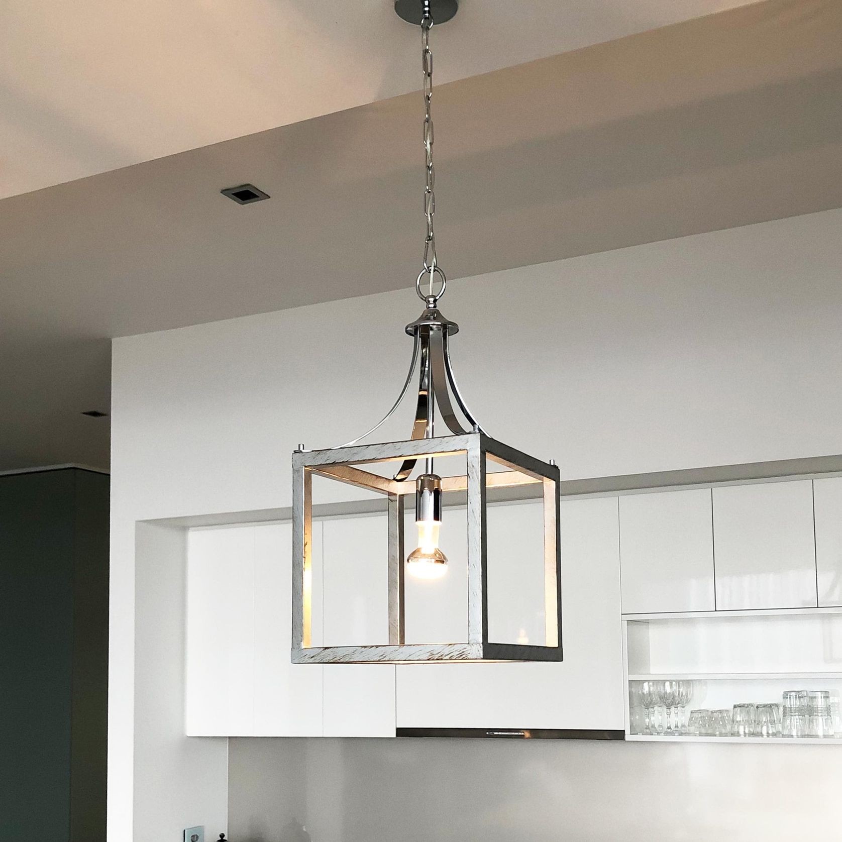 Hampton Style Lantern Pendant Light - Langham - Chrome gallery detail image