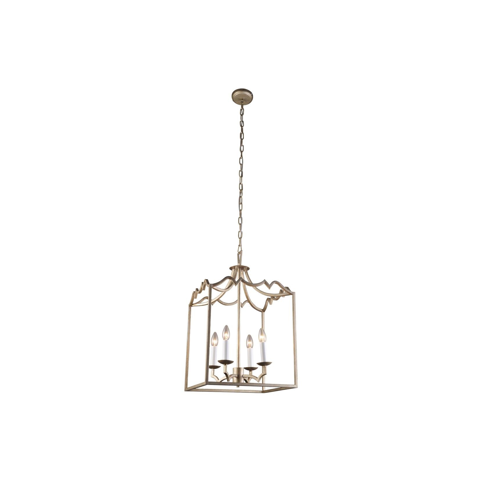 Detailed Box Frame Lantern Pendant Light - Champagne gallery detail image