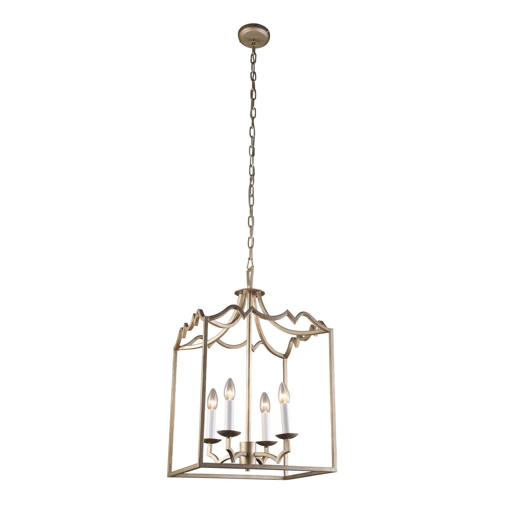 Detailed Box Frame Lantern Pendant Light - Champagne gallery detail image
