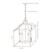 Detailed Box Frame Lantern Pendant Light - Champagne gallery detail image