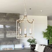 Detailed Box Frame Lantern Pendant Light - Champagne gallery detail image