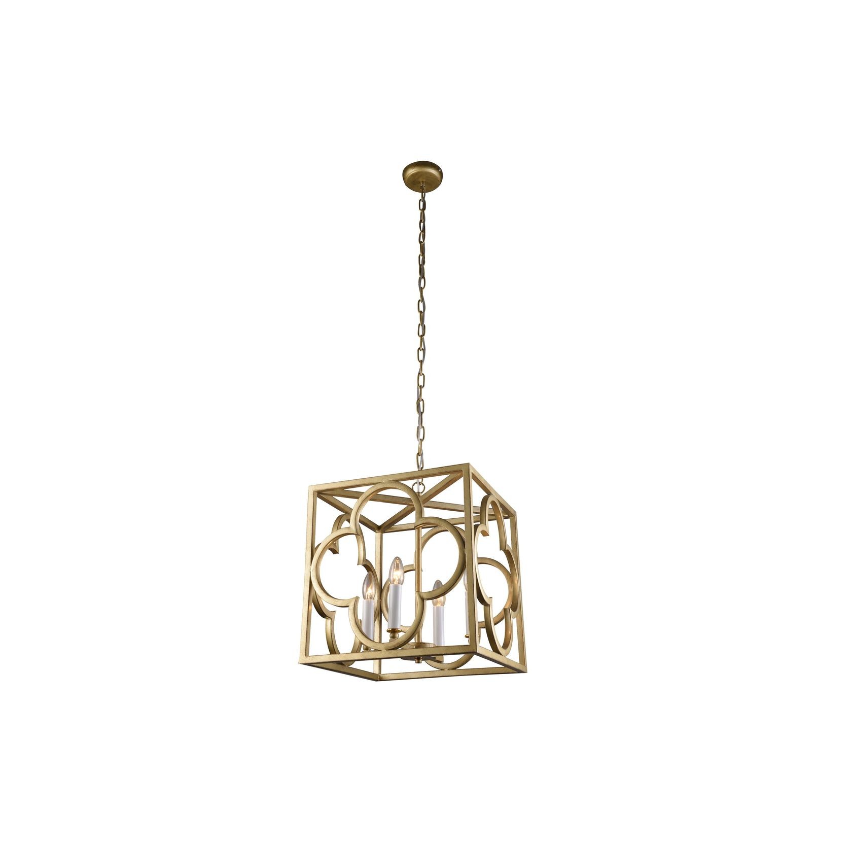 Detailed Box Frame Lantern Pendant Light - Gold Venetia gallery detail image