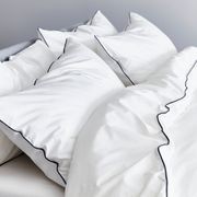 Plaza Collection White Quilt Cover Set - Black Piping gallery detail image