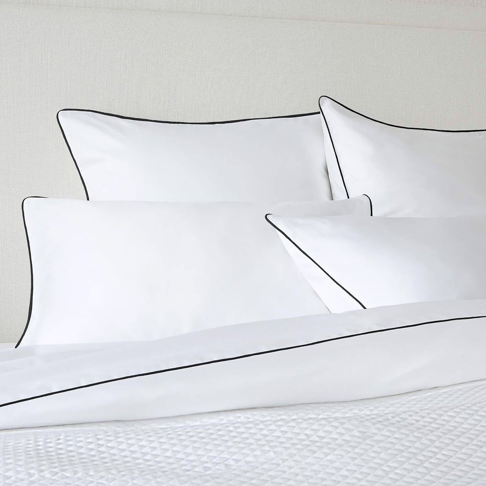 Plaza Collection European Pillowcase Set - Black Piping gallery detail image