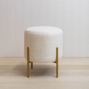 Boucle Ottoman Stool - Gold Frame gallery detail image