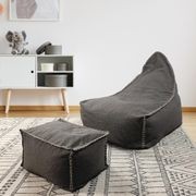 Linen Bean Bag and Ottoman - Charcoal gallery detail image