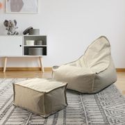 Linen Bean Bag and Ottoman - Natural gallery detail image