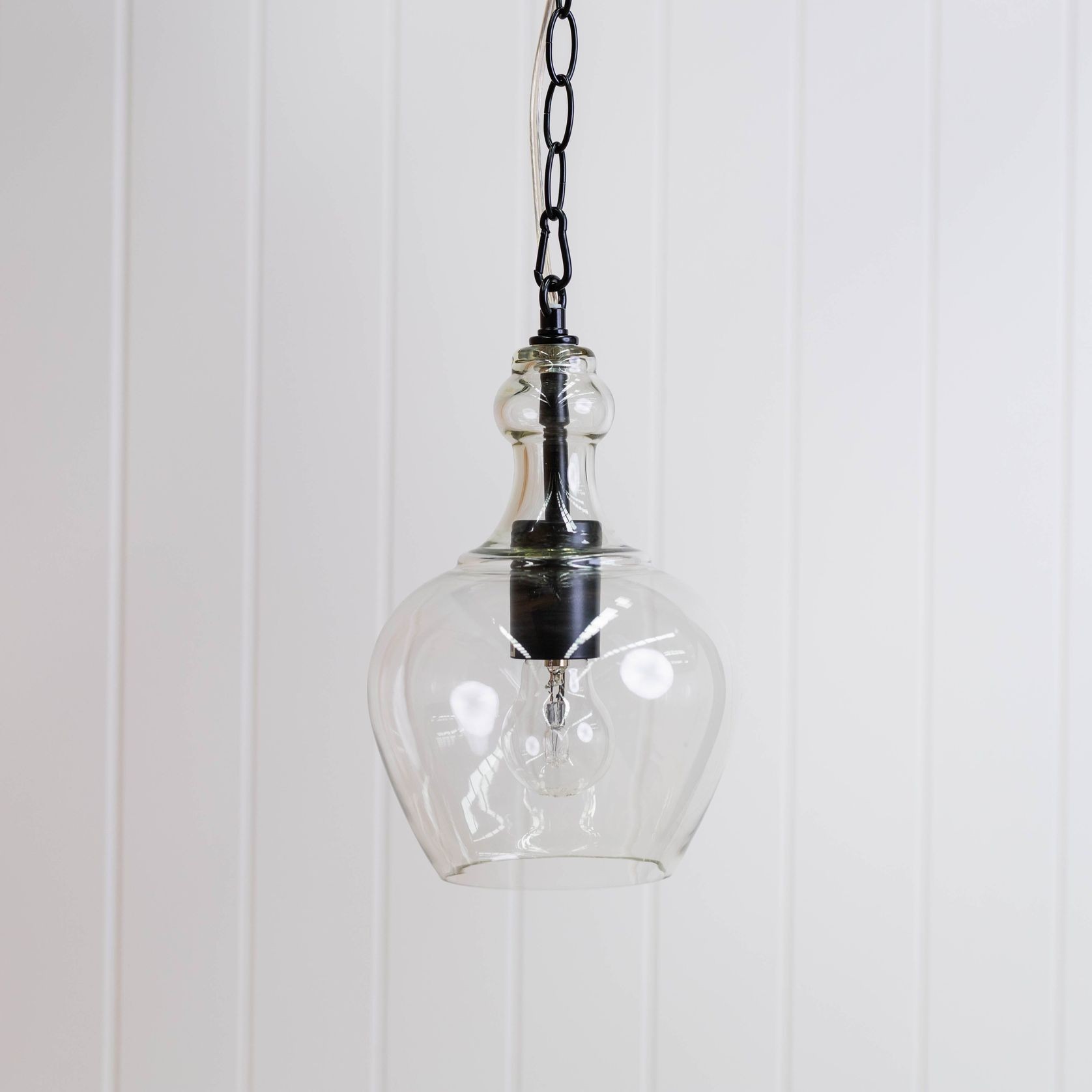 Valentine Glass Pendant Light - Matt Black gallery detail image