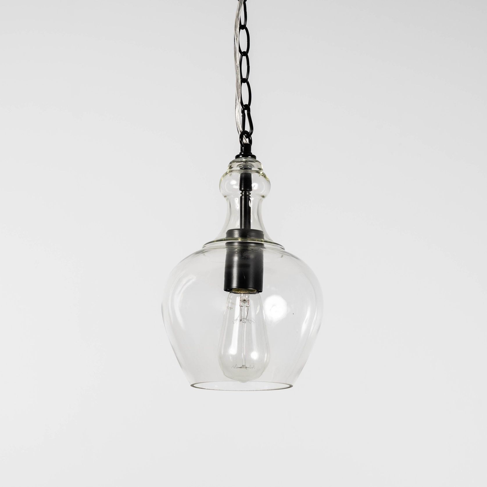 Valentine Glass Pendant Light - Matt Black gallery detail image