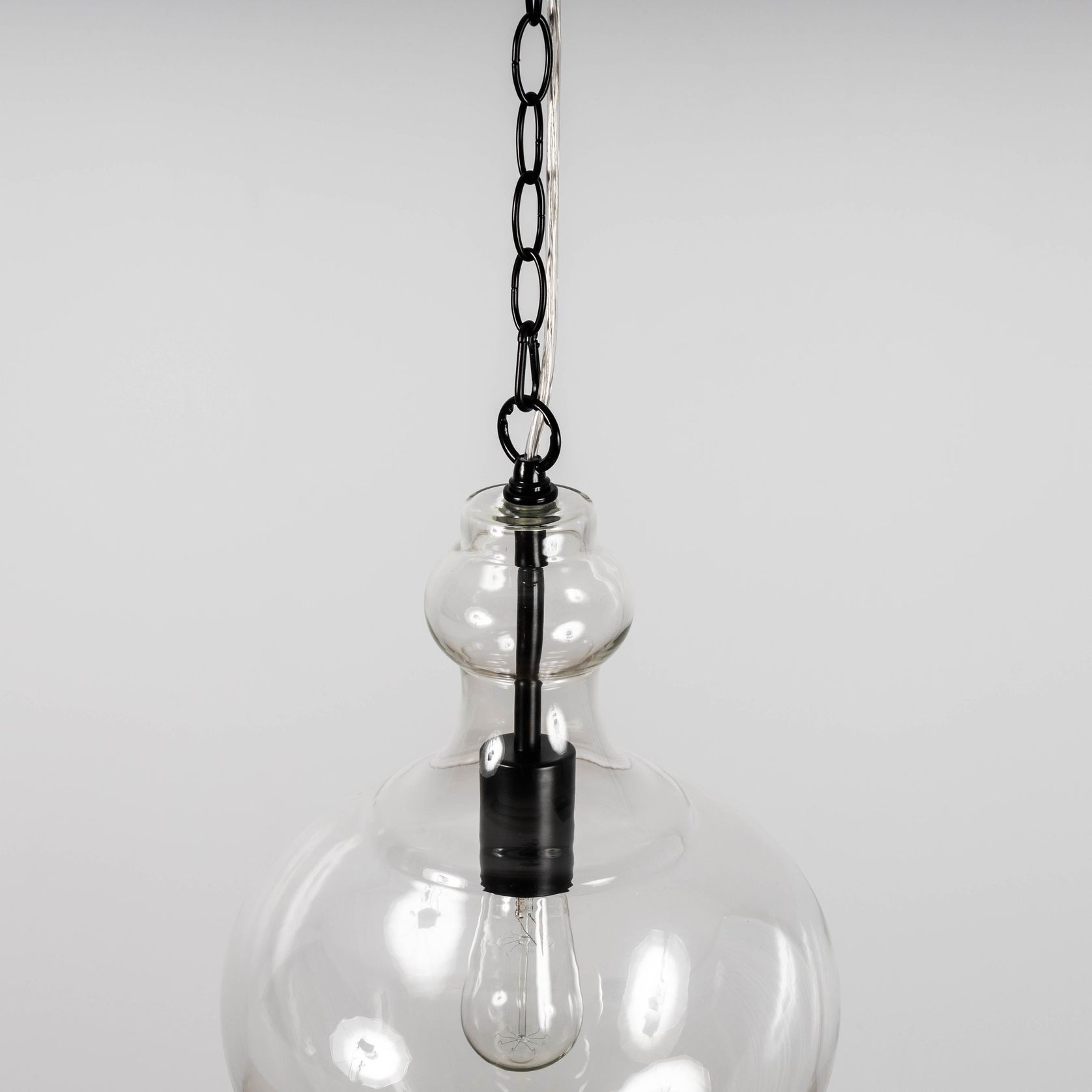 Valentine Glass Pendant Light - Matt Black gallery detail image
