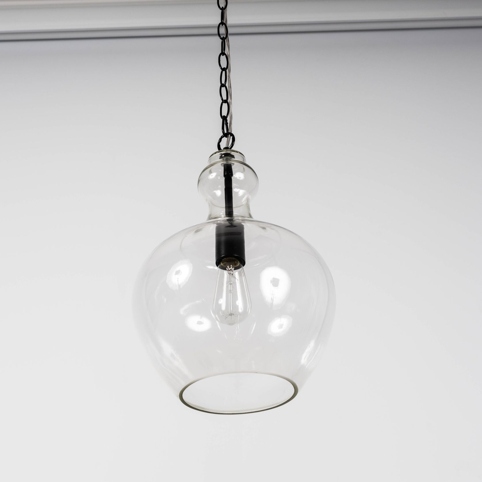 Valentine Glass Pendant Light - Matt Black gallery detail image