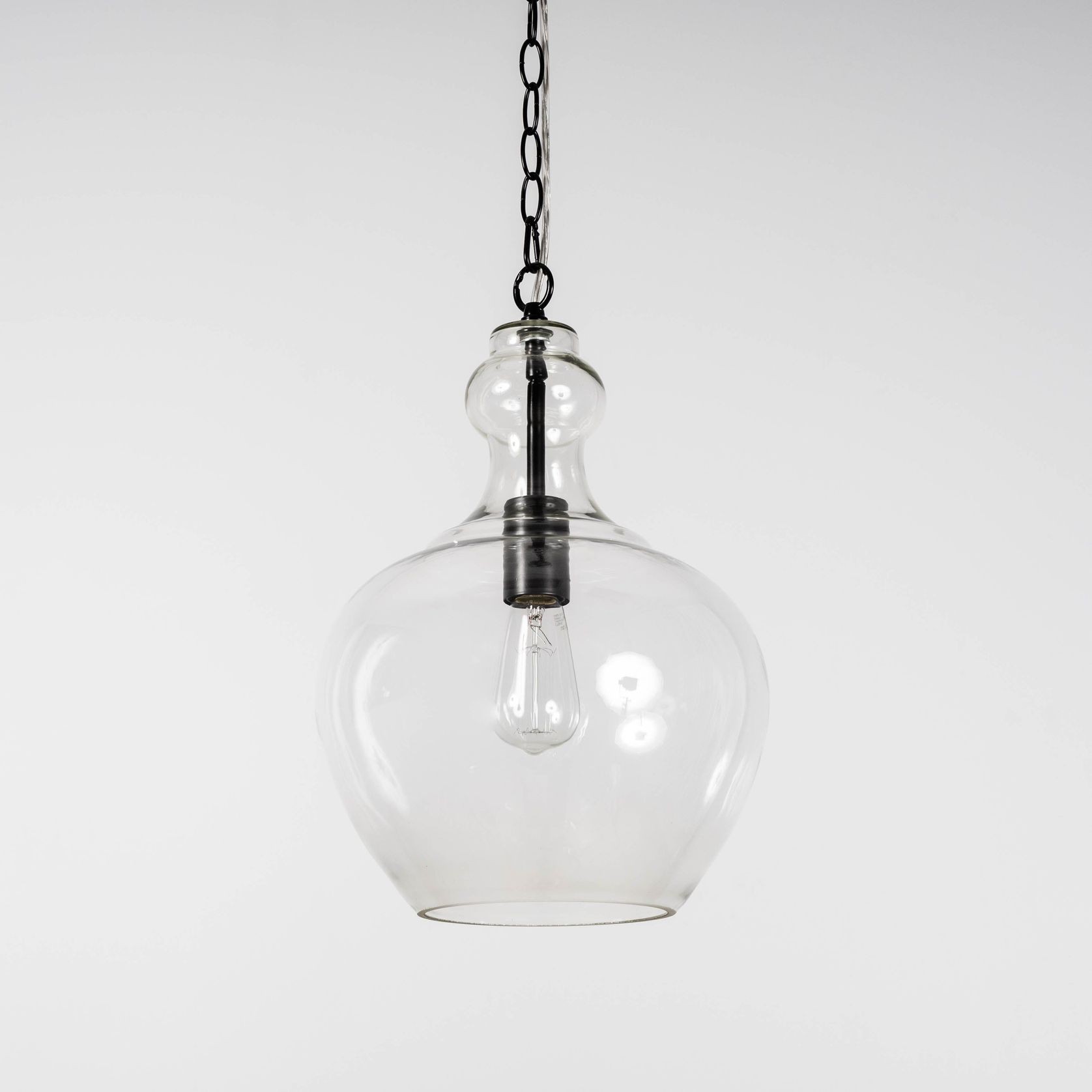 Valentine Glass Pendant Light - Matt Black gallery detail image