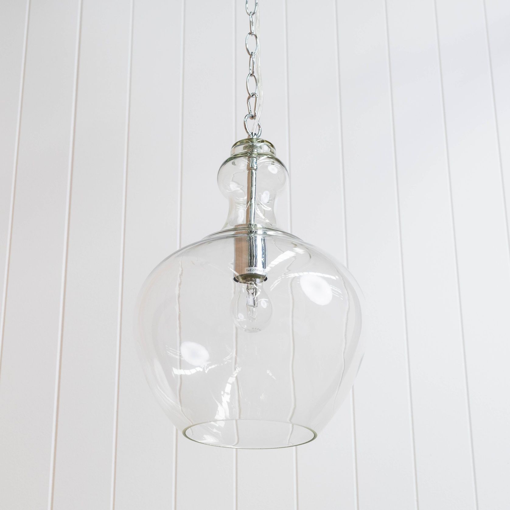 Valentine Glass Pendant Light - Chrome gallery detail image