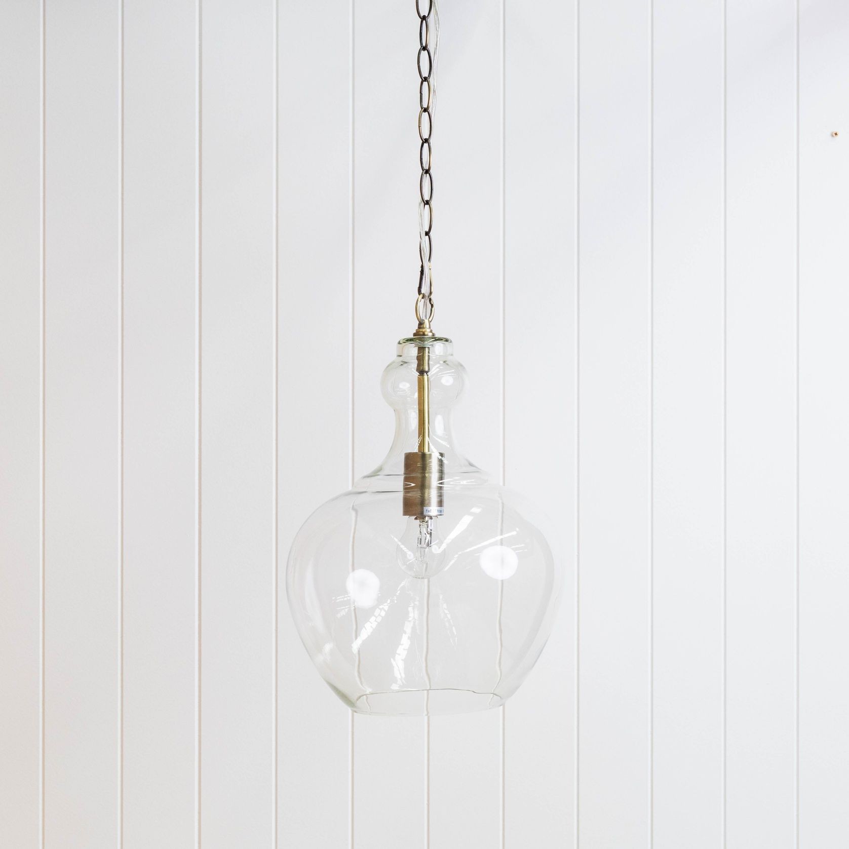 Valentine Glass Pendant Light - Antique Brass gallery detail image