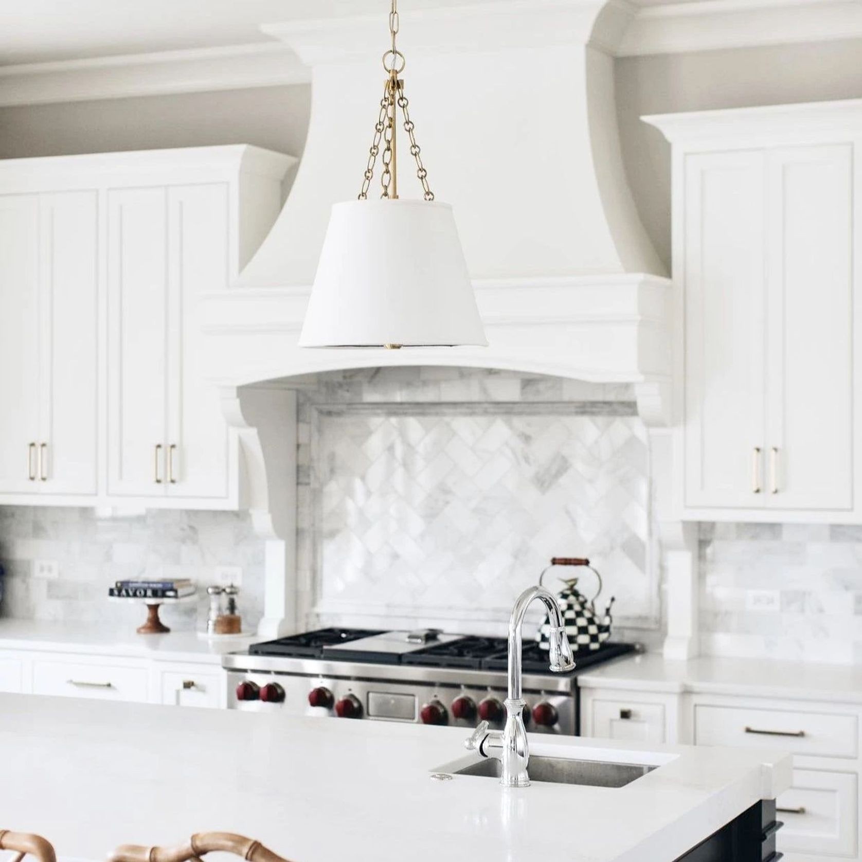 Chloe Pendant Light with Gold Hardware - White gallery detail image