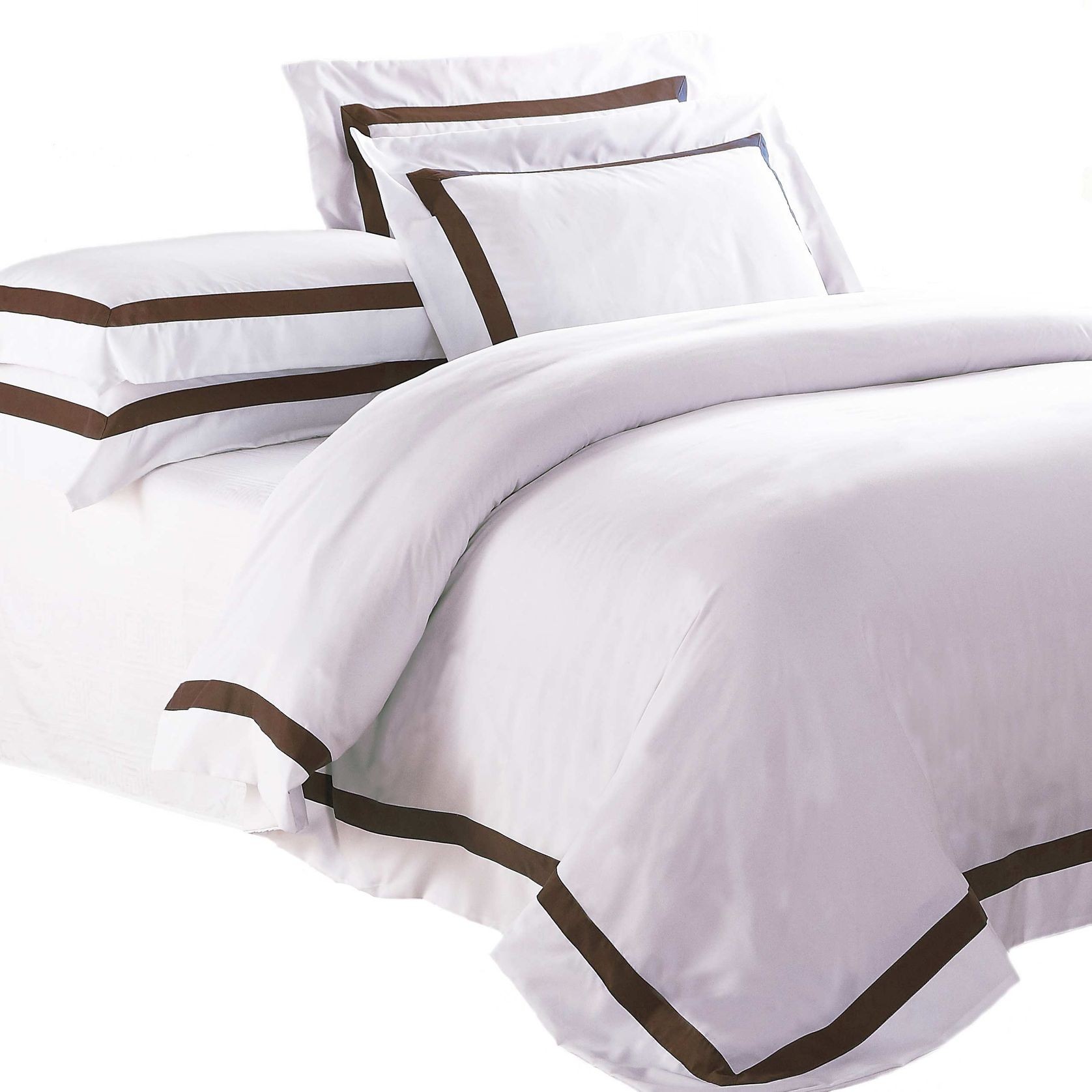 Ava Collection White Quilt Cover Set - Espresso Trim gallery detail image