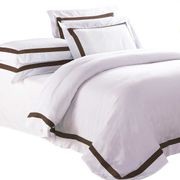 Ava Collection White Quilt Cover Set - Espresso Trim gallery detail image