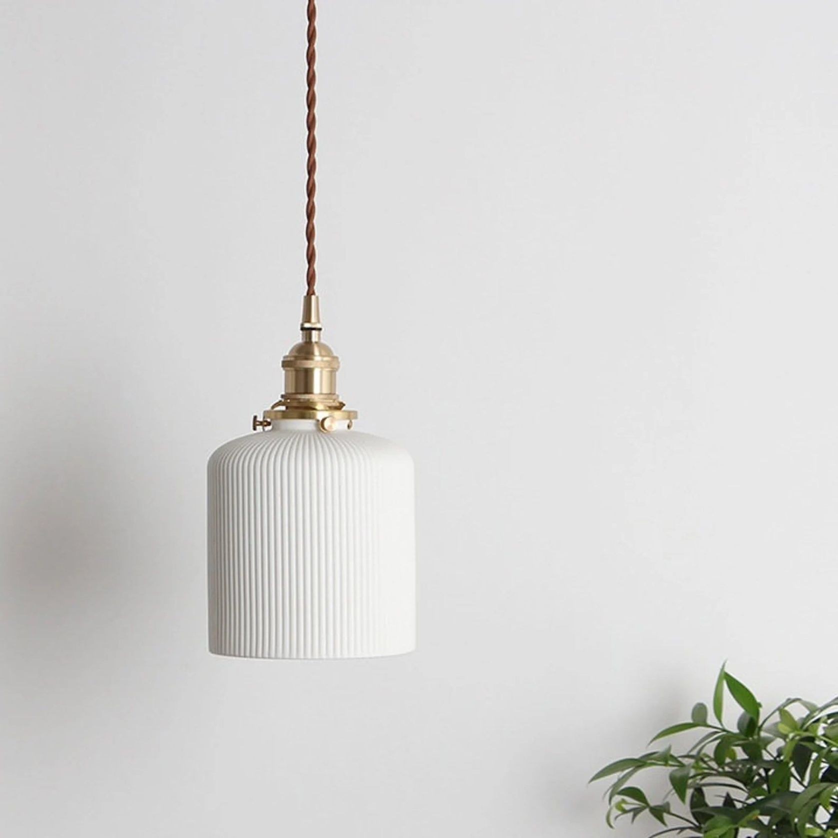 Gloria | Gold Ceramic Pleated Pendant Light gallery detail image