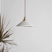 Hollie | Gold Ceramic Pleated Pendant Light gallery detail image