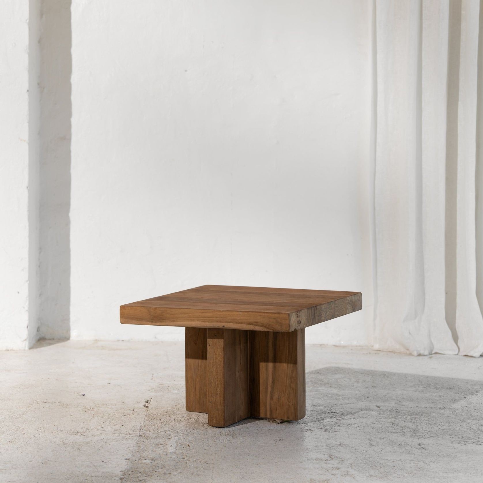 Ines Rustic Finish Squared-Off Coffee Table gallery detail image