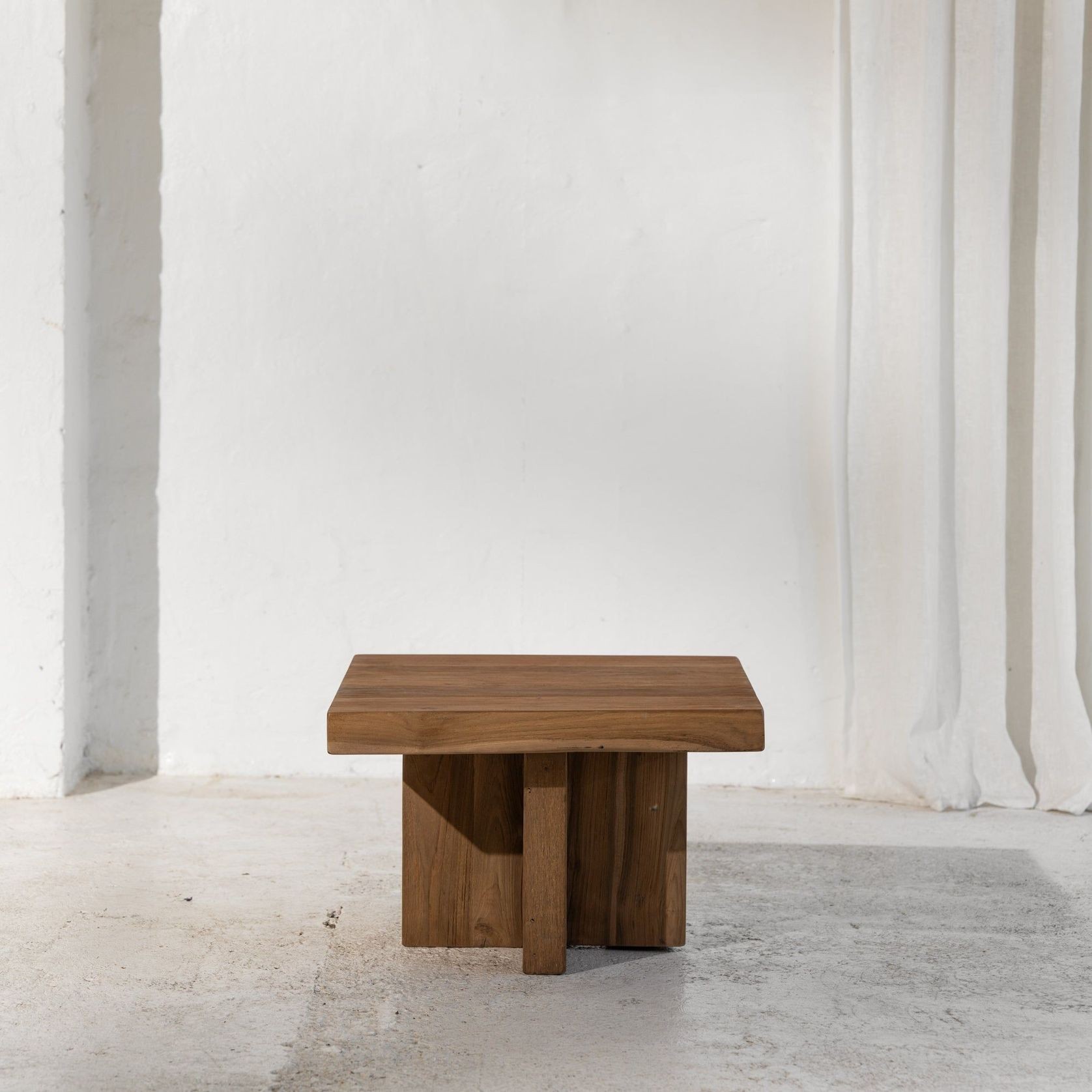Ines Rustic Finish Squared-Off Coffee Table gallery detail image
