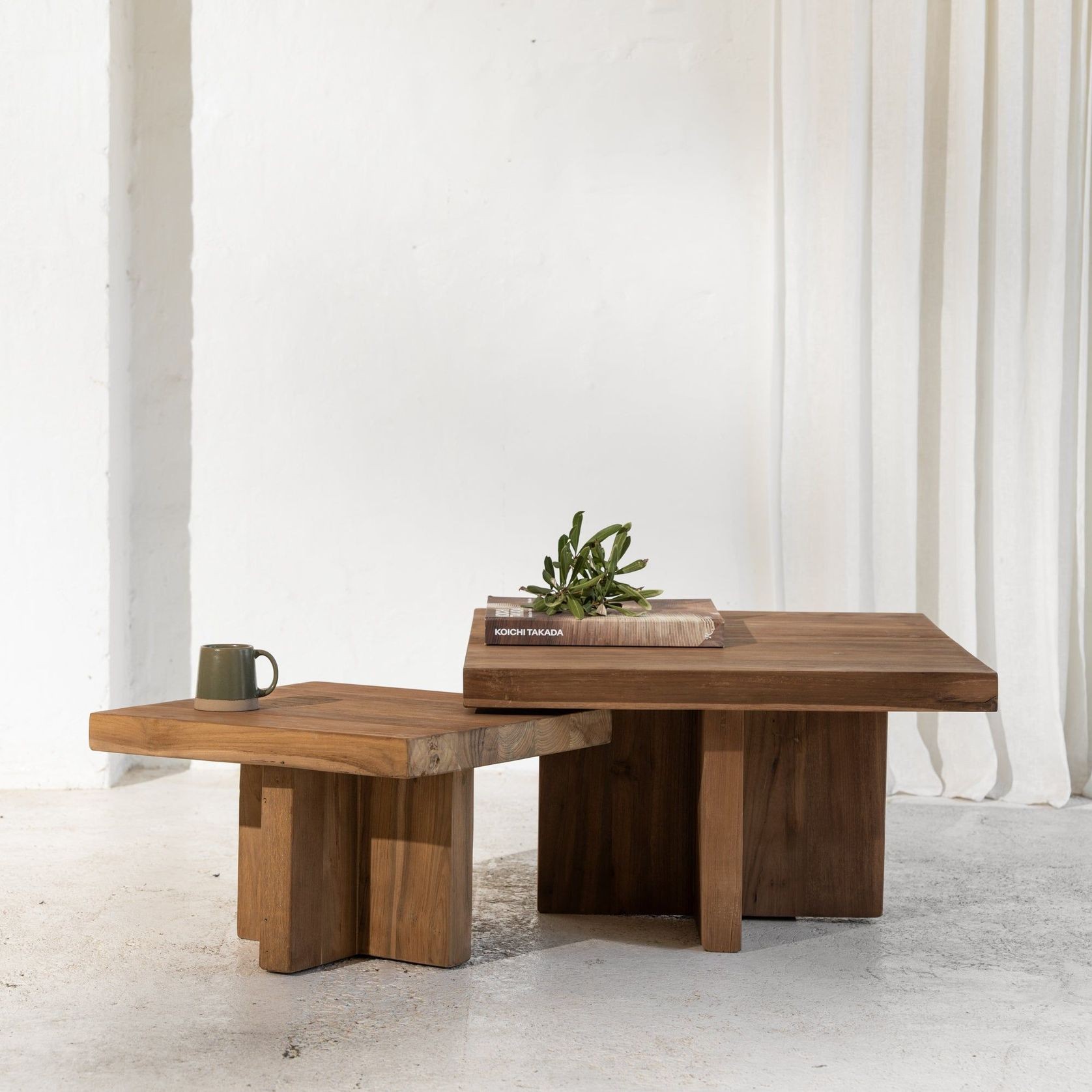 Ines Rustic Finish Squared-Off Coffee Table gallery detail image