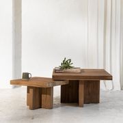 Ines Rustic Finish Squared-Off Coffee Table gallery detail image
