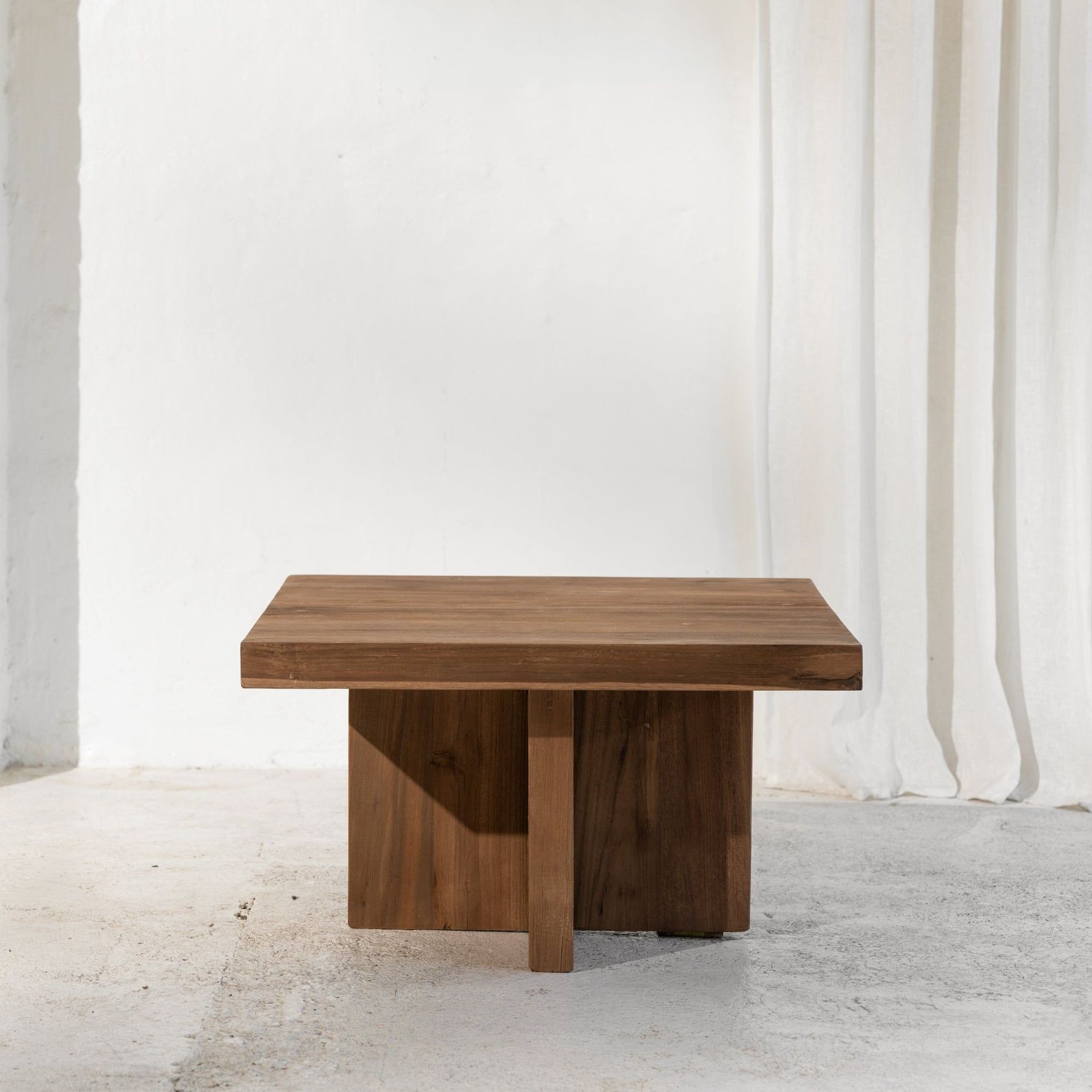 Ines Rustic Finish Squared-Off Coffee Table gallery detail image