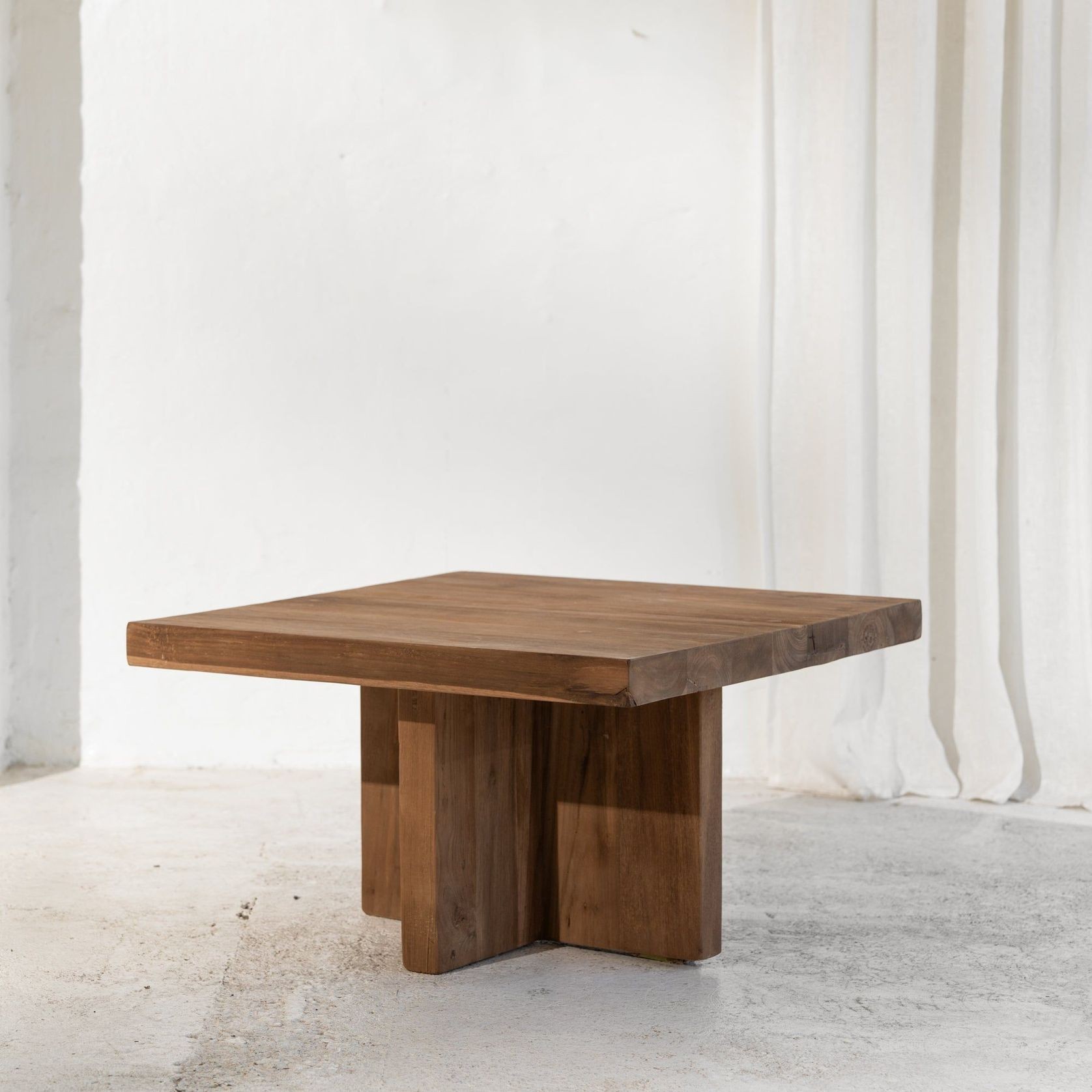 Ines Rustic Finish Squared-Off Coffee Table gallery detail image