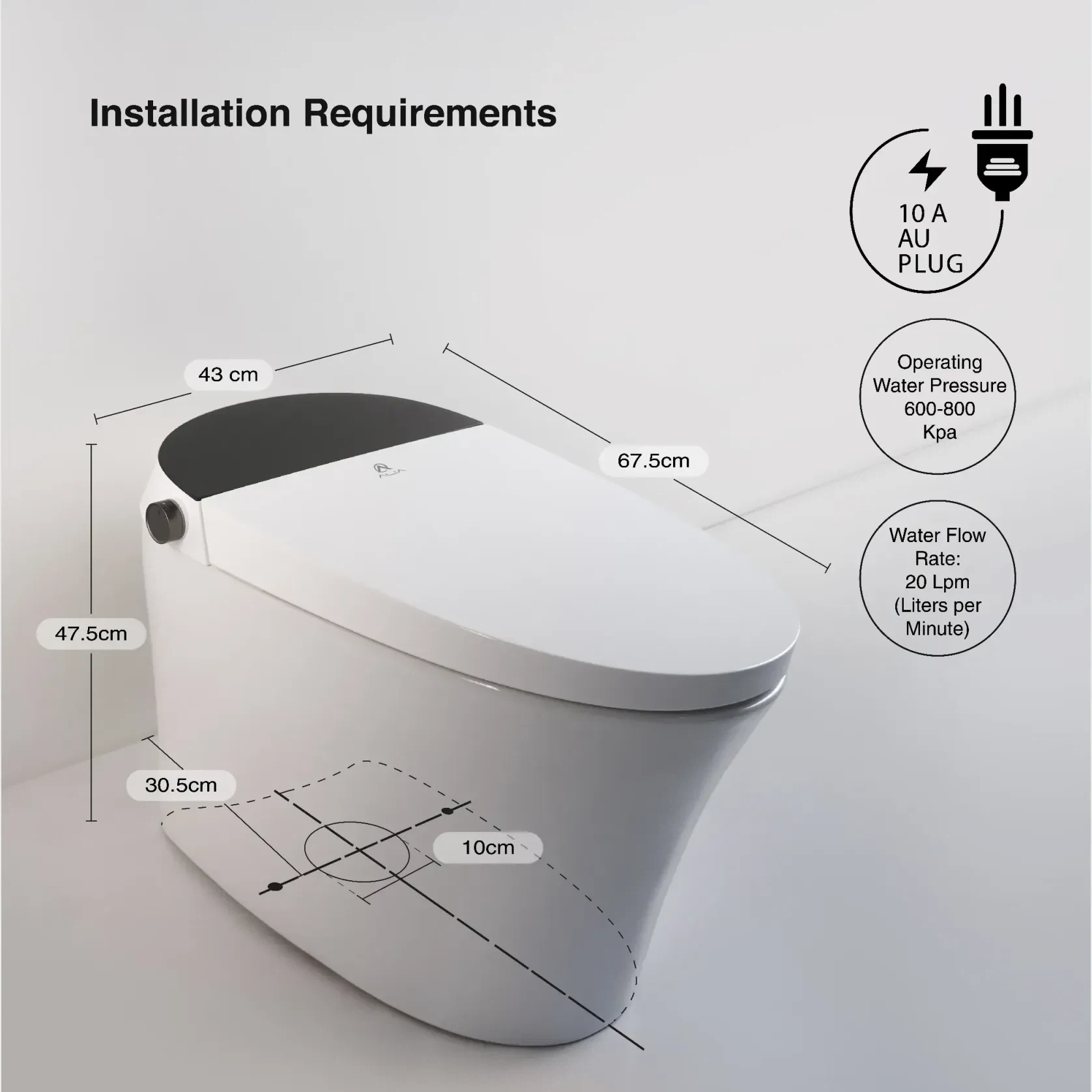 ALIA AG-ST1000 Smart Toilet with Integrated Bidet gallery detail image