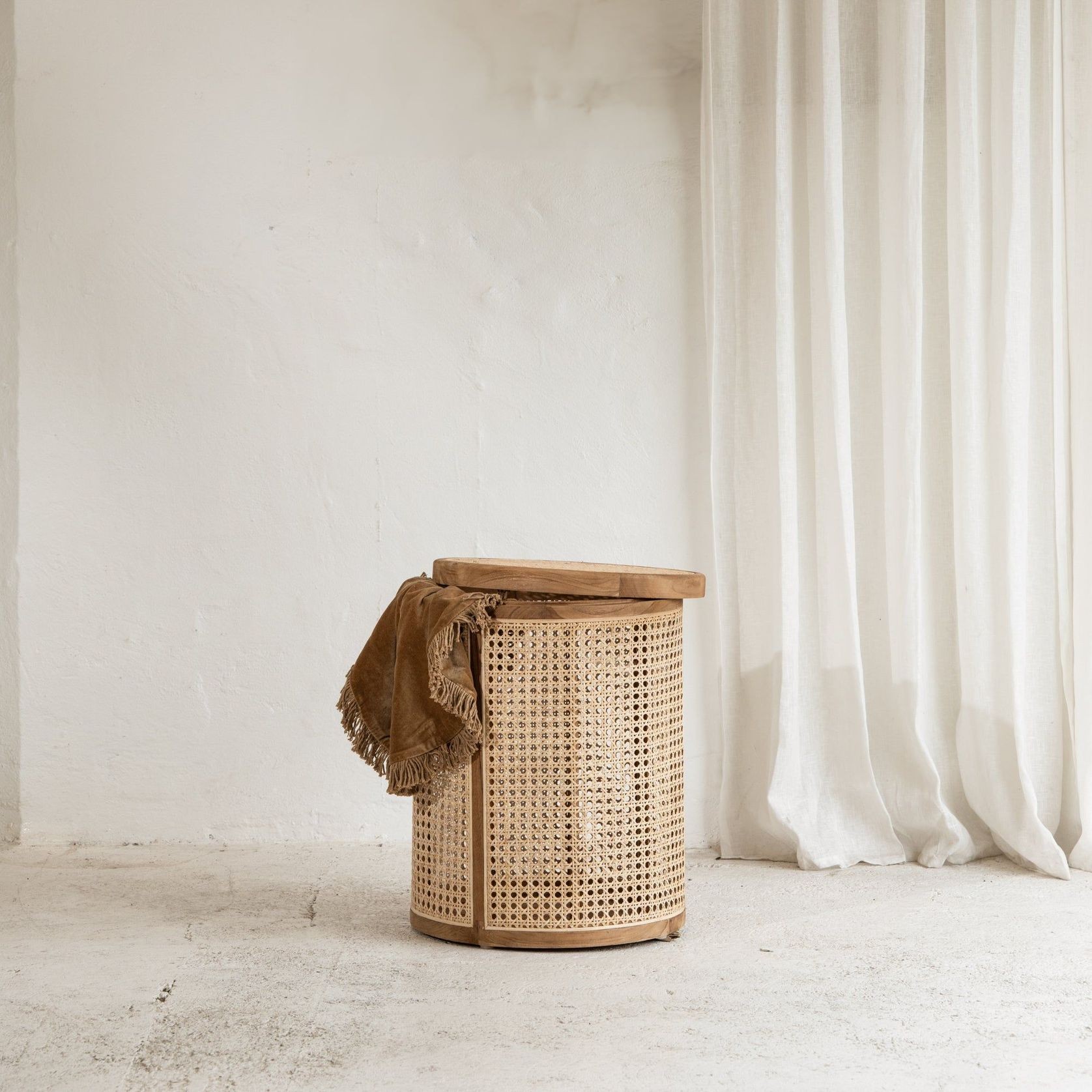 Iola Rattan Side Table with Storage gallery detail image