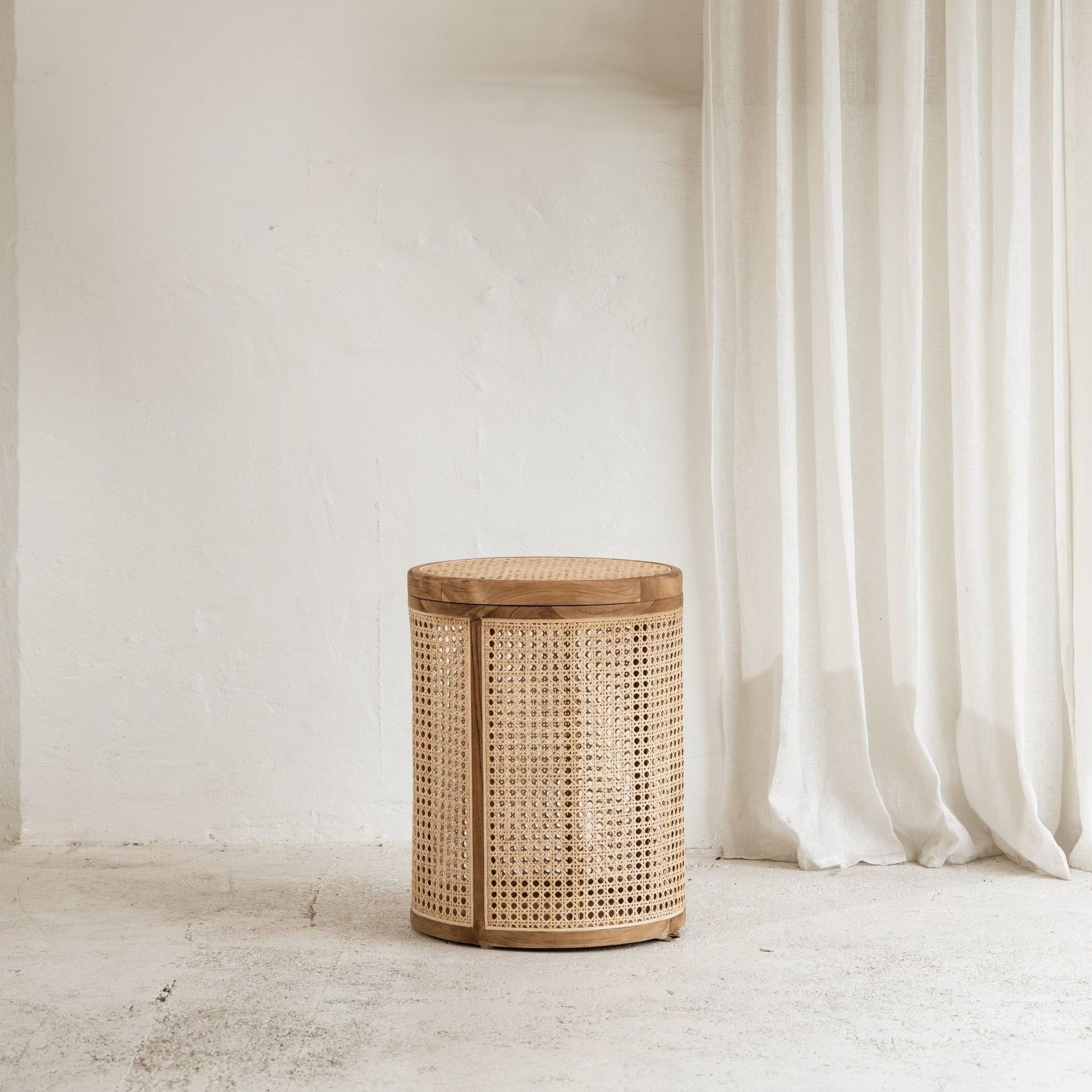 Iola Rattan Side Table with Storage gallery detail image