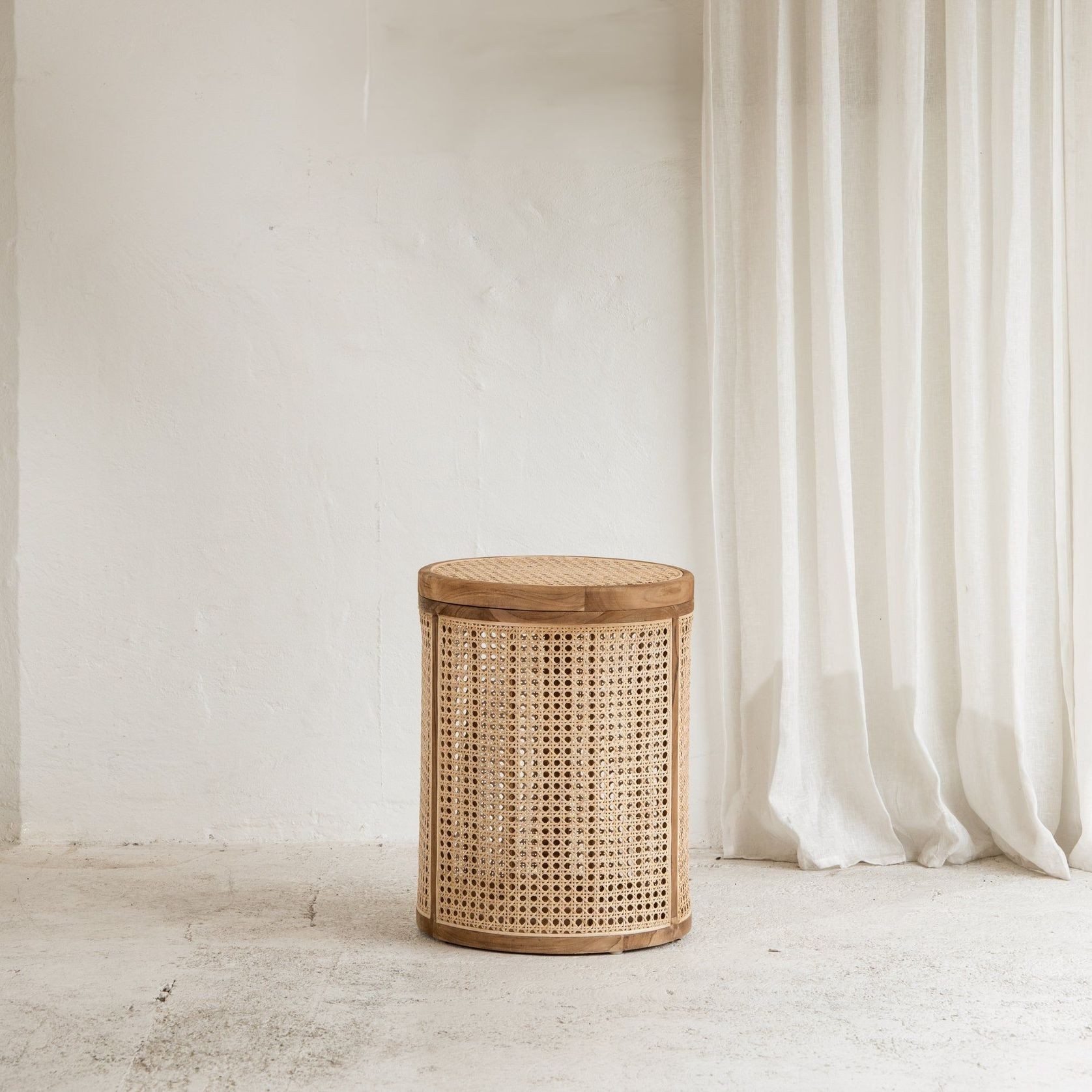 Iola Rattan Side Table with Storage gallery detail image