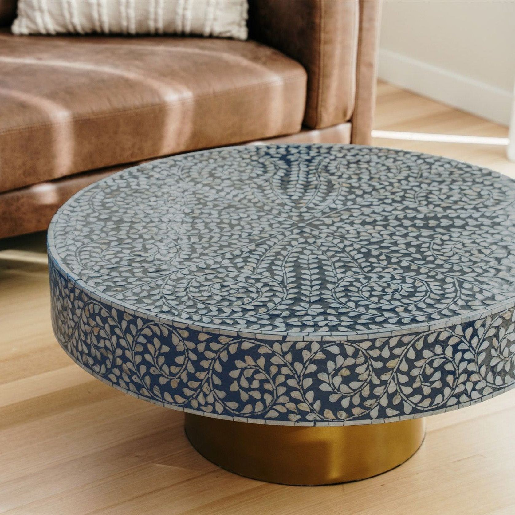 Amelia Mother of Pearl Inlay Coffee Table - Blue gallery detail image