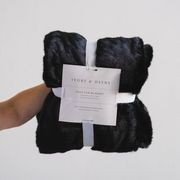 Luxury Faux Fur Throw Blanket - Black Fox gallery detail image