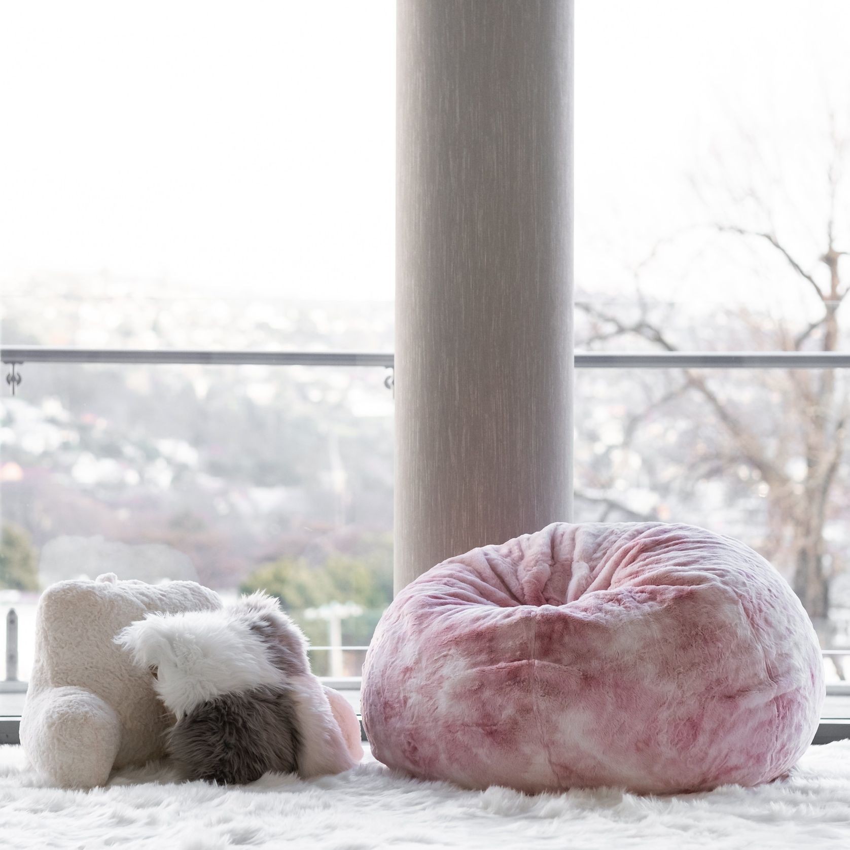 Plush Fur Bean Bag - Marble Pink Cloud gallery detail image
