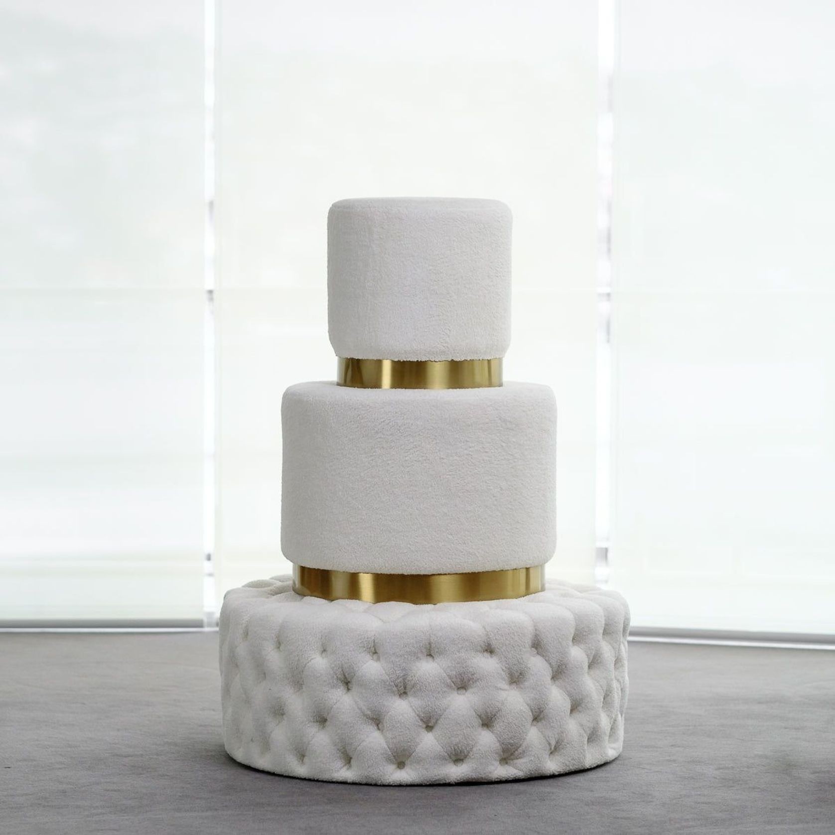 Boucle Ottoman Stool - Gold Base - 60cm gallery detail image
