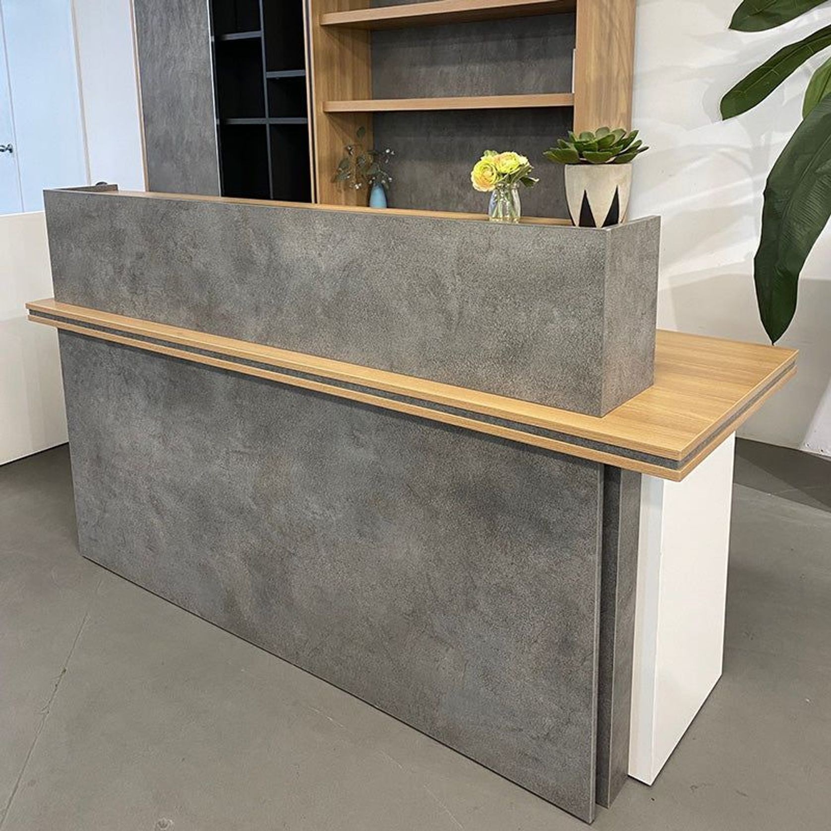 JARIN  Reception Desk 1.8M Right Panel - Carbon Grey & White Colour gallery detail image