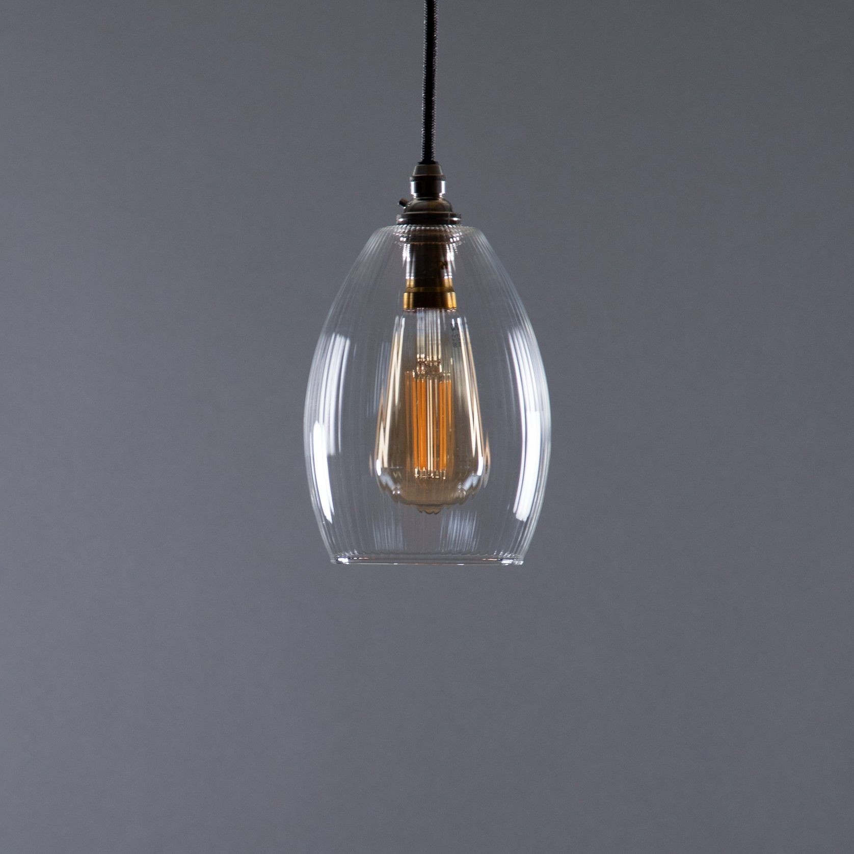 Jules Fine Ribbed Glass Pendant gallery detail image
