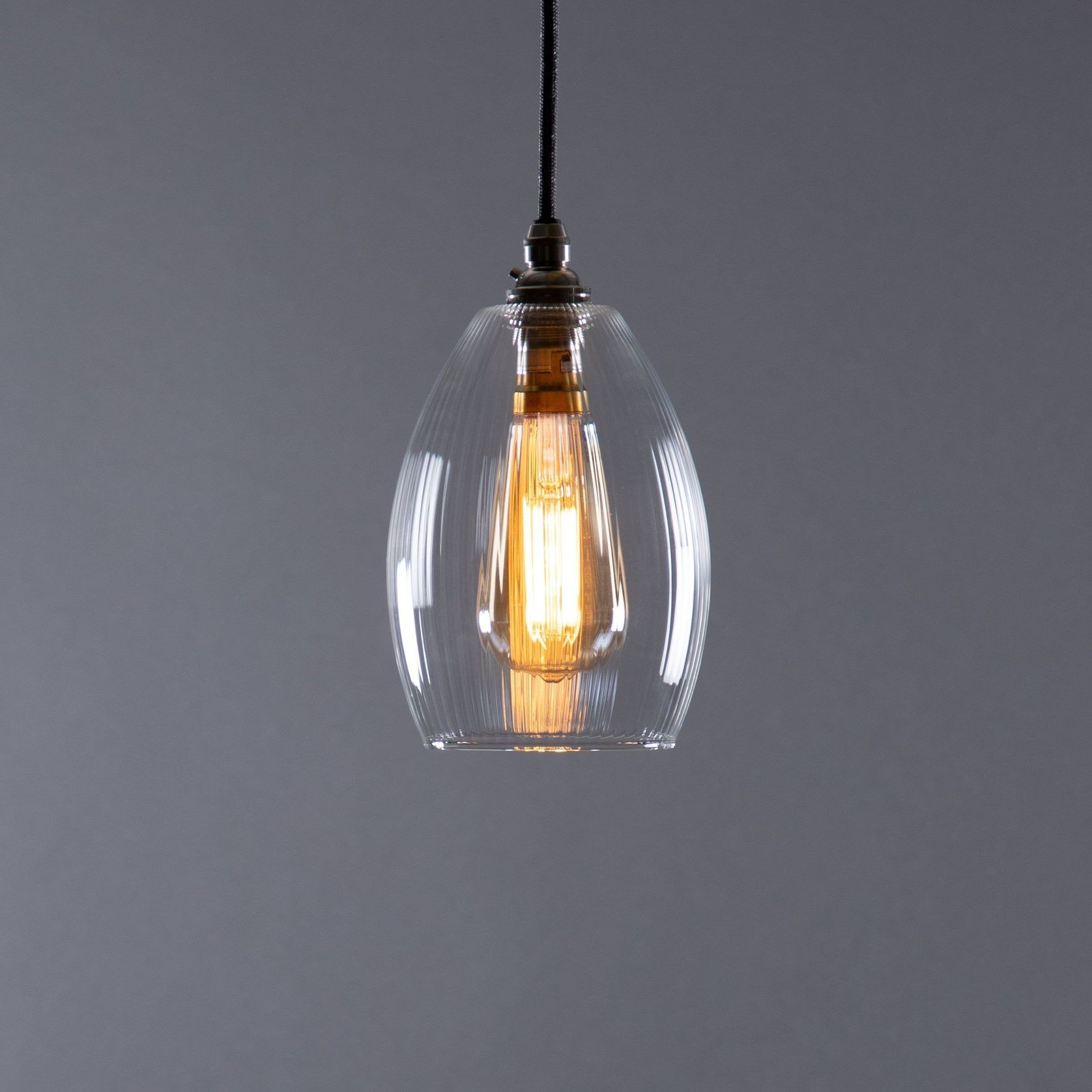 Jules Fine Ribbed Glass Pendant gallery detail image