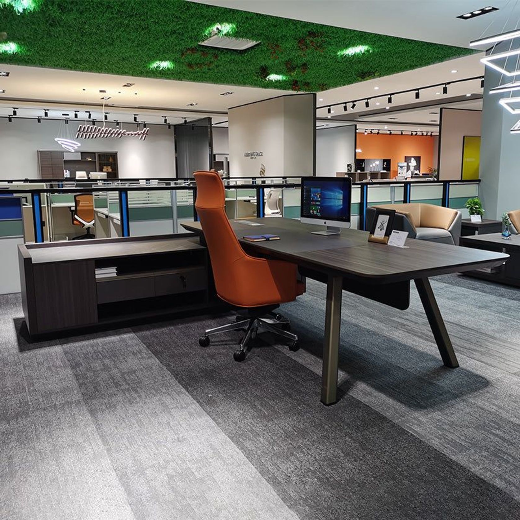 KAISON Executive Desk with Reversible Return 2M - Brown Grey gallery detail image