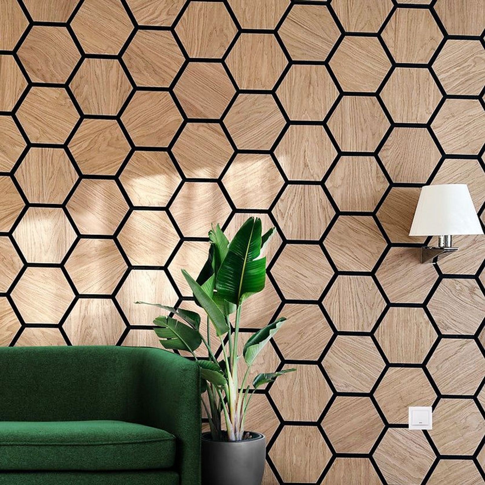 Hexagon WOODFLEX Acoustic Wood Wall Panels - Oak Veneer gallery detail image