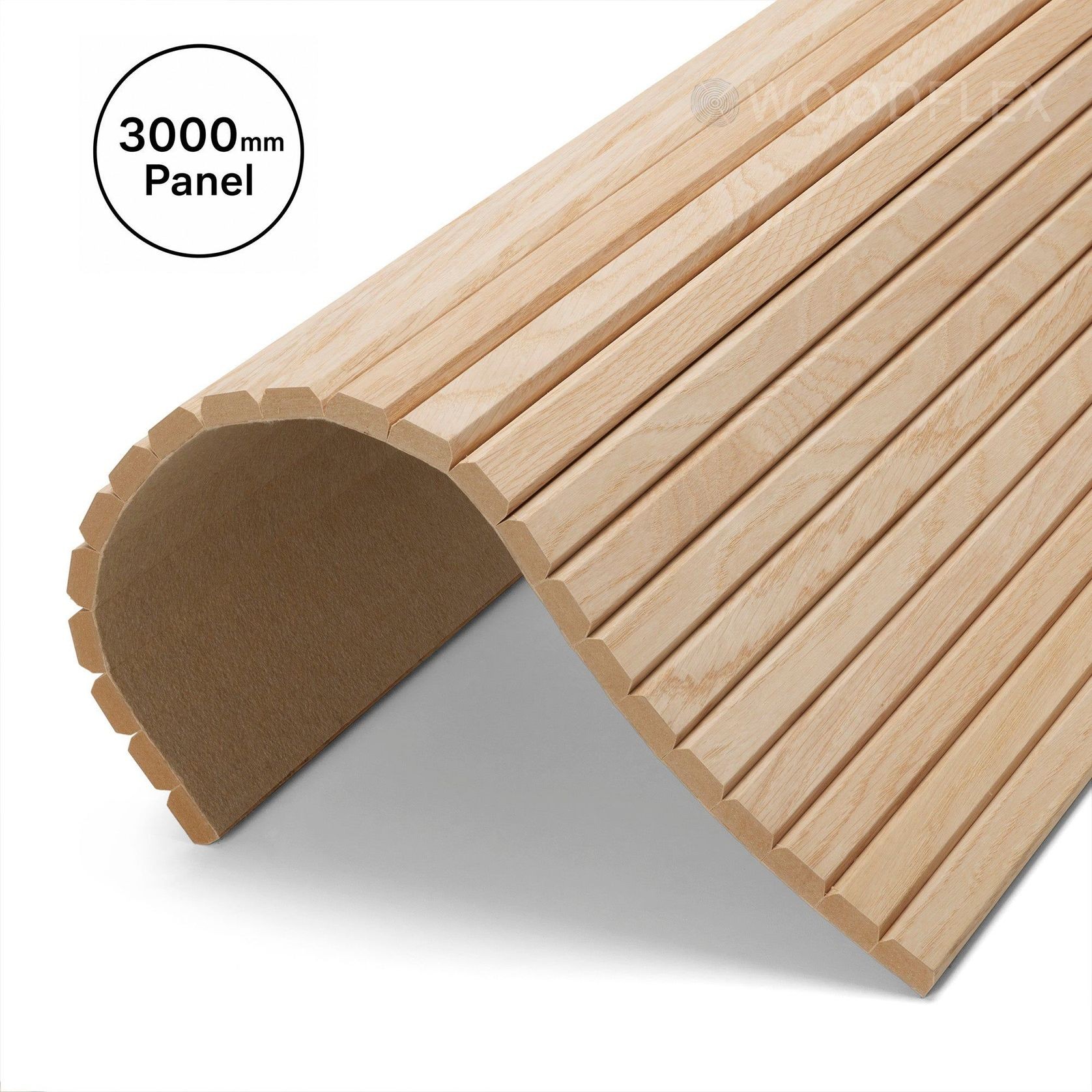 WOODFLEX Flexible Wooden Slat Wall Panel - Oak Veneer - 3000mm x 600mm - Trapezium gallery detail image