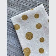 Hand-printed 100% Linen Tea Towel - Spots, Mustard gallery detail image