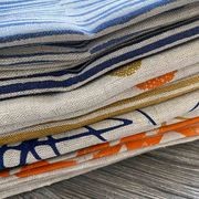 Hand-printed 100% Linen Tea Towel - Twigs, Navy Blue gallery detail image
