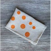 Hand-printed 100% Linen Tea Towel - Spots, Orange gallery detail image