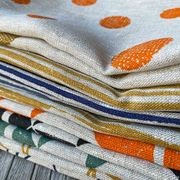 Hand-printed 100% Linen Tea Towel - Spots, Orange gallery detail image