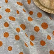 Hand-printed 100% Linen Tea Towel - Spots, Orange gallery detail image